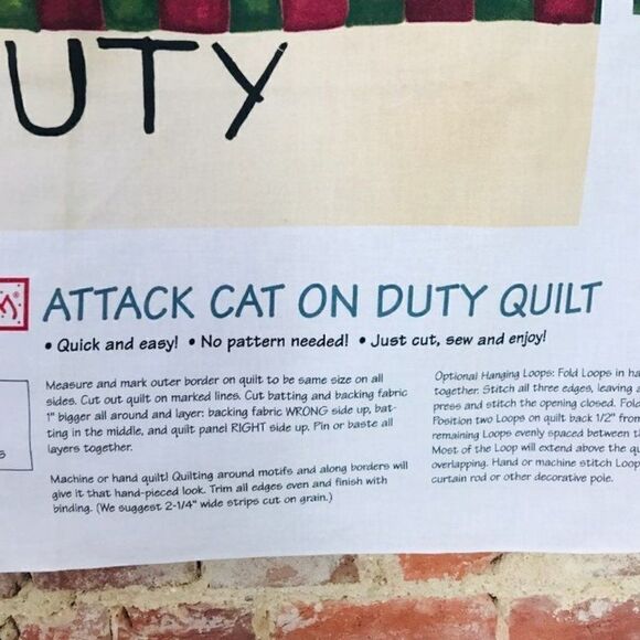 Daisy Kingdom Attack Cat Quilt Fabric - Picture 6 of 6